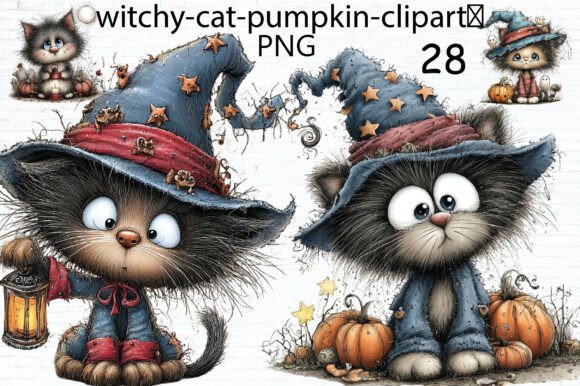 Download Cute Witchy Cat Pumpkin Clipart PNG - Pumpkin Collection