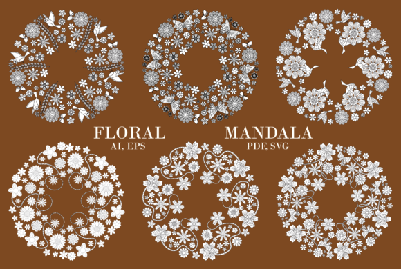 Download 6 Floral Mandalas Unique Designs - Unique designs Collection