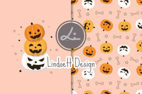 Download Seamless Pattern with Smiling Pumpkins - Pumpkin Collection