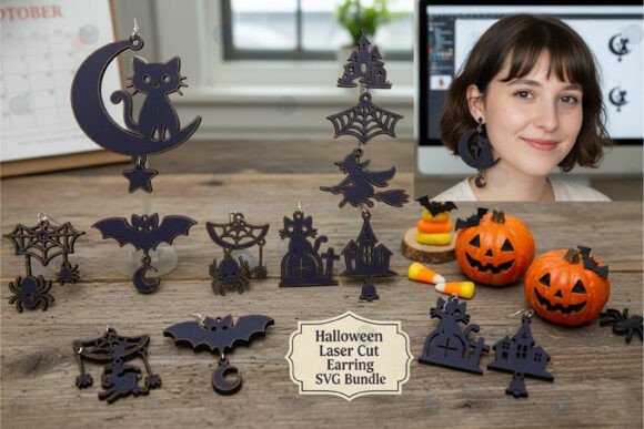Download Laser Cut Halloween Earring SVG Bundle - Halloween earring Collection