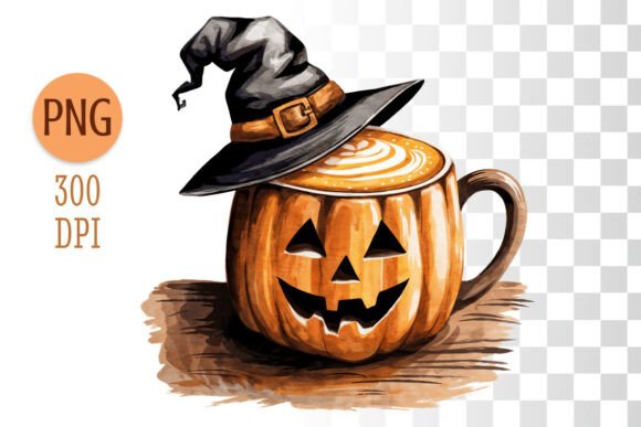 Download Pumpkin Mug with Witch Hat PNG - Pumpkin Collection