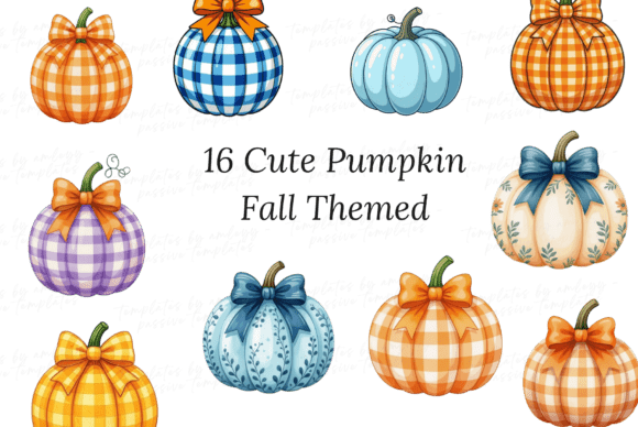 Download 16 Cute Pumpkin Fall-Themed PNG Bundle - Pumpkin Collection