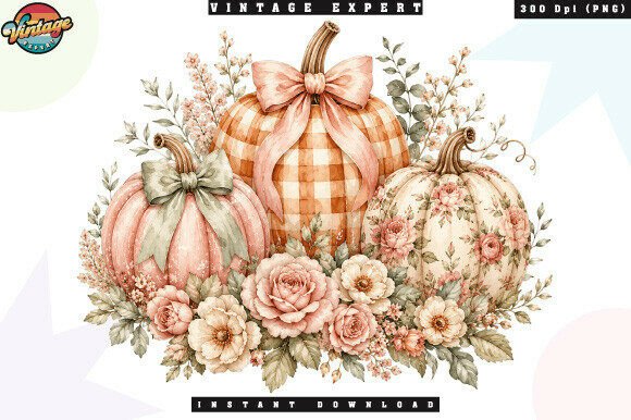 Download Cottagecore Floral Pumpkins Fall PNG - Pumpkin Collection